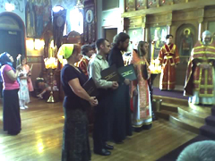 Graduating Class '2007 - Matthew Harrington, Mrs. Ruth Hrebinka, Rdr. Philosophos Uhlman, Priest Michael van Opstall (Rdr. Samouil Vichnevskii from Victoria, Australia - absent) at the Cathedral of the Protection of the Mother of God in Des Plaines, Illinois Graduating Class '2007 - Matthew Harrington, Mrs. Ruth Hrebinka, Rdr. Philosophos Uhlman, Priest Michael van Opstall (Rdr. Samouil Vichnevskii from Victoria, Australia - absent) at the Cathedral of the Protection of the Mother of God in Des Plaines, Illinois